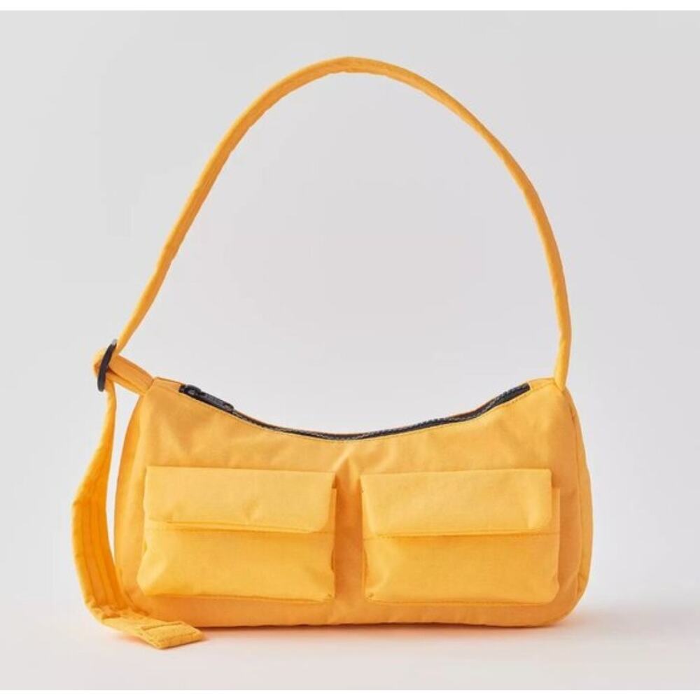 Baggu Nylon Cargo Shoulder Bag Hobo in Mango Minimalist Colorful Utility Boho